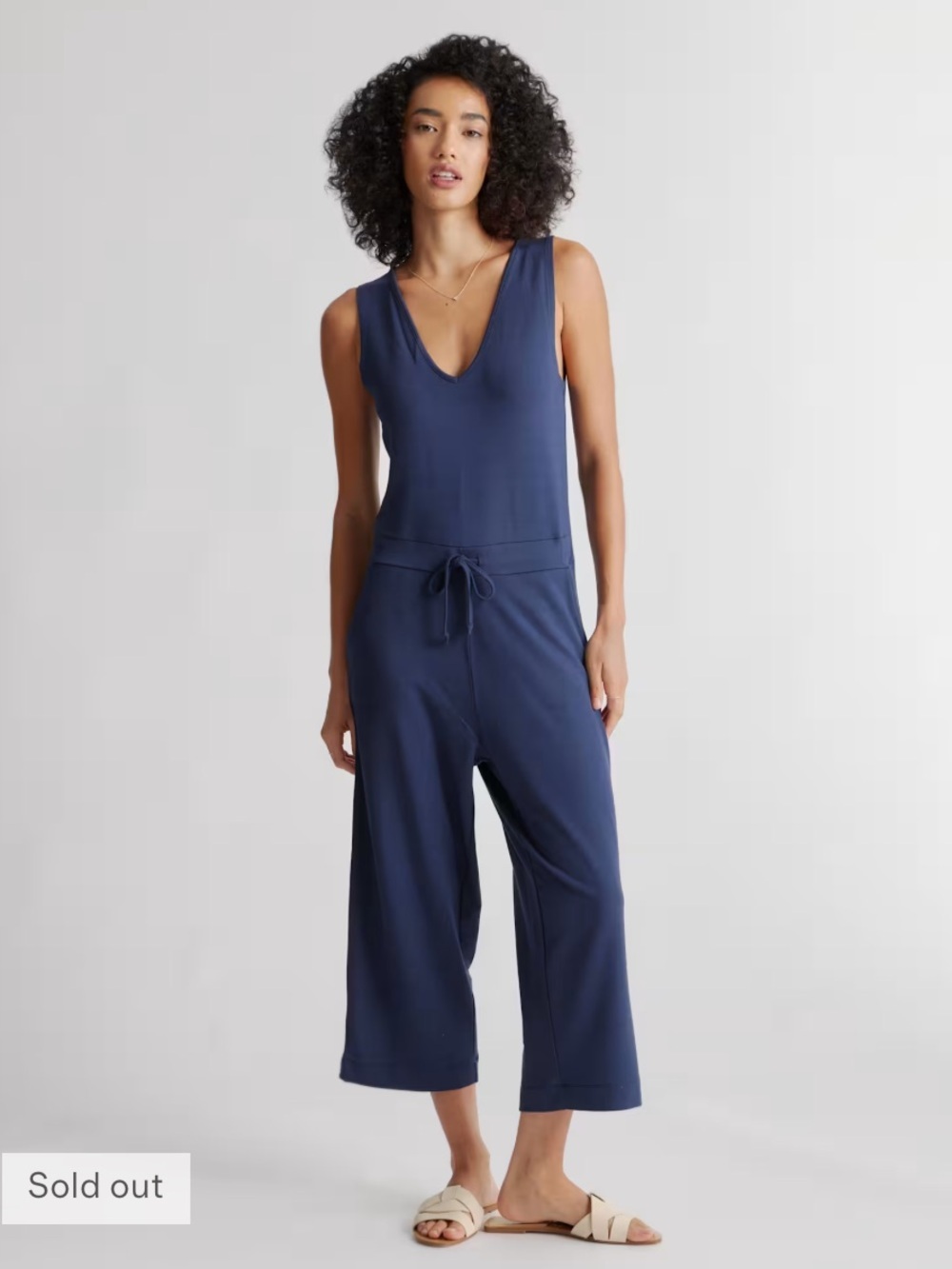 Quince French Terry Modal Jumpsuit Navy Size Medium